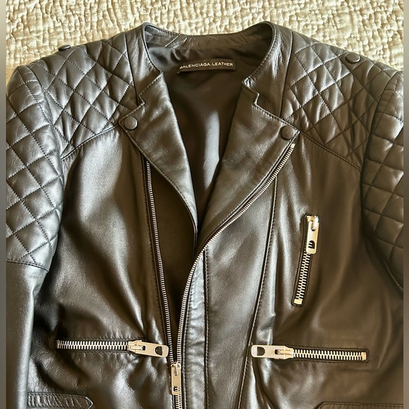 Balenciaga Black Quilted Leather Jacket - Picture 4 of 10